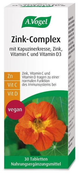 Vogel Zink-Complex Φόρμουλα με Ψευδάργυρο, Βιταμίνη D και Βιταμίνη C για την Ενίσχυση του Ανοσοποιητικού 30tabs