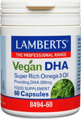 Lamberts Vegan DHA 250mg για την Υγεία της Εγκεφαλικής Λειτουργίας & Ματιών 60caps