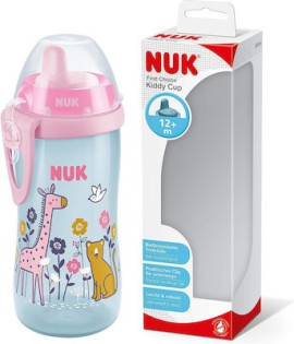 Nuk Kiddy Cup 300ml Σκιουράκι Παγουράκι με Ρύγχος Ροζ Καμηλοπάρδαλη 12m+ 1τμχ 10.751.084