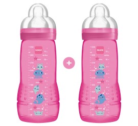 Mam Easy Active Baby Bottle Πλαστικό Μπιμπερό Θηλή Σιλικόνης 4m+ Ροζ 2x330ml 365SG