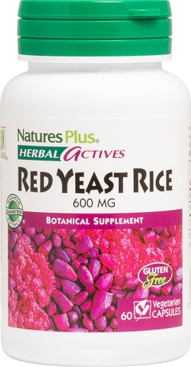 Natures Plus Herbal Actives Red Yeast Rice Βοήθημα για τη μείωση της Χοληστερίνης 60 φυτικές κάψουλες
