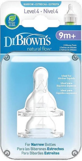 Dr Browns Θηλές Options+ Επίπεδο 4 για Μπιμπερό με Στενό λαιμό, 9m+ 2 τμχ 313-RGX