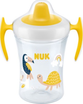 Nuk Trainer Cup 6+m Εκαιδευτικό Ποτηράκι με Μαλακό Στόμιο και Χεράκια, Κίτρινο, 230ml 10.751.140