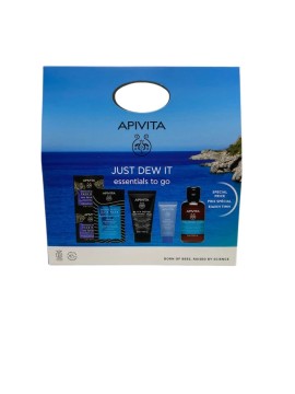 Apivita PROMO 2025 Just Dew It Essentials To Go με Face Mask Sea lavender 2x8ml, Hair Mask 20ml, Moisturizing Shampoo 75ml, Black Detox Cleansing Gel 50ml, Aqua Beelicious Cream Light Texture 15ml