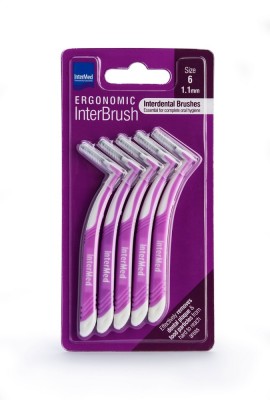 Intermed Ergonomic InterBrush Μεσοδόντια Βουρτσάκια με Λαβή 1.1mm Μωβ 5τμχ