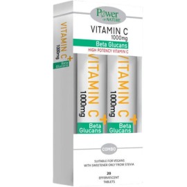 Power Of Nature Vitamin C 1000mg & Beta Glucans Συνδυασμός Βιταμίνης C με Βητα Γλυκάνες για το Ανοσοποιητικό Πορτοκάλι 2 x 20tabs Aναβράζοντα