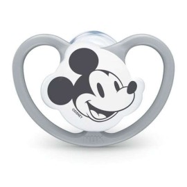 Nuk Πιπίλα Σιλικόνης Space Mickey & Minnie 18-36m με Θήκη Γκρι 10.738.747