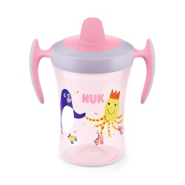 Nuk Trainer Cup 6+m Εκαιδευτικό Ποτηράκι με Μαλακό Στόμιο και Χεράκια, Ροζ Χταποδάκι, 230ml 10.751.140