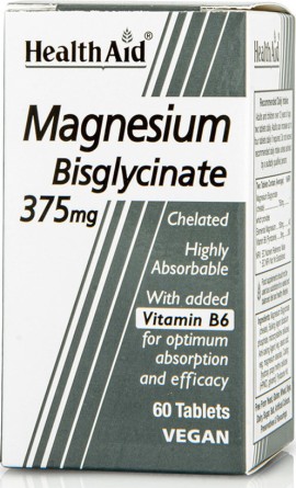 Health Aid Magnesium Bisglycinate Δισγλυκινικό Μαγνήσιο 375mg 60tabs