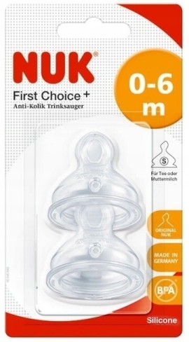 NUK First Choice Plus Θηλές Σιλικόνης Κατά Των Κολικών Σιλικόνης 0-6m Medium 2τμχ 10.709.245