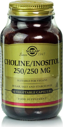 Solgar Choline Inositol 250/250mg, Συμπλήρωμα Χολίνης με Ινοσιτόλη 50caps