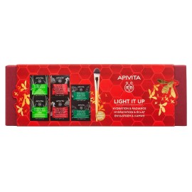 Apivita XMAS PROMO 2024 LIGHT IT UP με Express Face Mask Αλόη, 2x8ml & Face Mask Ρόδι, 2x8ml & Eye Mask Ginkgo Biloba, 2x2ml & Πινέλο