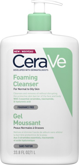 CeraVe Foaming Gel Normal To Oily Cleanser Τζελ Καθαρισμού για Κανονικές - Λιπαρές Επιδερμίδες 1000ml