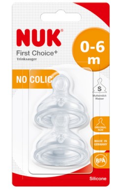 NUK First Choice Plus Θηλές Σιλικόνης Κατά Των Κολικών Σιλικόνης 0-6m Small Χαμηλής Ροής 2τμχ 10.709.244