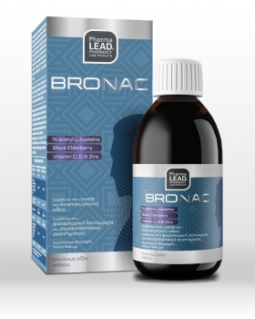 Pharmalead Bronac Syrup Σιρόπι με NAC (Ν- Ακέτυλο Κυστεϊνη), Σαμπούκο, Βιταμίνες C, D, B και Ψευδάργυρο 200ml