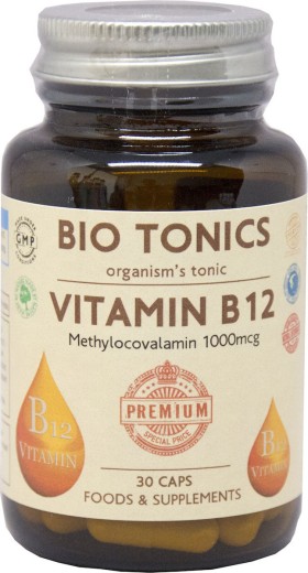 Bio Tonics Vitamin B12 Βιταμίνη για την Υγεία του Νευρικού & Ανοσοποιητικού Συστήματος 1000mcg 30 κάψουλες