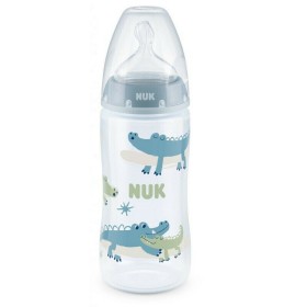 Nuk Πλαστικό Μπιμπερό First Choice Plus 6-18m Temperature Control Κατά των Κολικών με Θηλή Σιλικόνης 360ml Γαλάζιο Κροκοδειλάκια