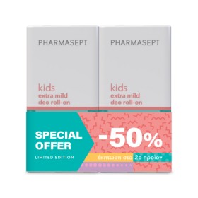 Pharmasept Limited Edition Kids Extra Mild Deo Roll-On Απαλό Αποσμητικό Για Παιδιά-Εφήβους Special Offer -50% Στο 2o Προϊόν 2x50ml