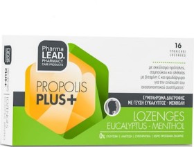 PharmaLead Propolis Plus+ Lozenges Eucalyptus - Menthol Συμπλήρωμα Διατροφής με Σαμπούκο Γεύση Ευκάλυπτος - Μενθόλη 16 Τροχίσκοι