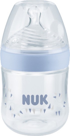 NUK Nature Sense Μπιμπερό Πλαστικό Θηλή Σιλικόνης 0-6m Οπή S, Μπλε, 150ml 10.743.720