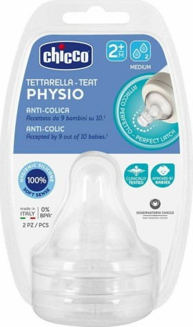 Chicco Physio Anti-Colic Σιλικόνης 2 Οπών 2m+ 2τμχ 20323 000