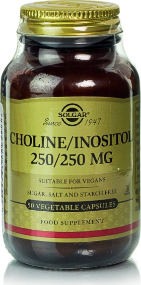 Solgar Choline Inositol 250/250mg, Συμπλήρωμα Χολίνης με Ινοσιτόλη 50caps