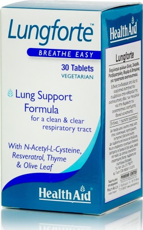 Health Aid Lungforte Breathe Easy Φόρμουλα για την Ενίσχυση του Ανοσοποιητικού & Προστασία του Αναπνευστικού 30tabs