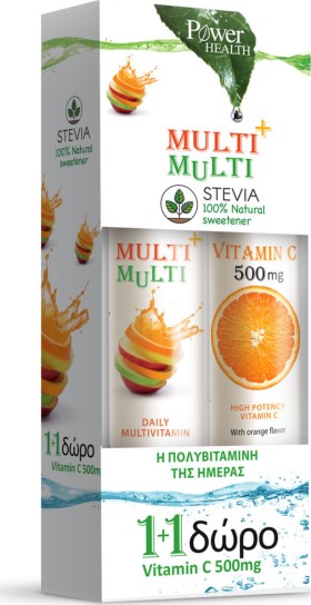 Power of Nature Multi + Multi με Στέβια + Vitamin C 500mg 2x20tabs Αναβράζοντα