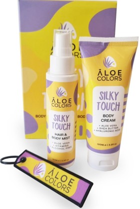 ALOE+COLORS Silky Touch Gift Set Body Cream με Γαλάκτωμα Σώματος 100ml & Hair & Body Mist-Ενυδατικό Σπρέι Σώματος & Μαλλιών 100ml & ΔΩΡΟ Πολύχρωμο Μπρελόκ